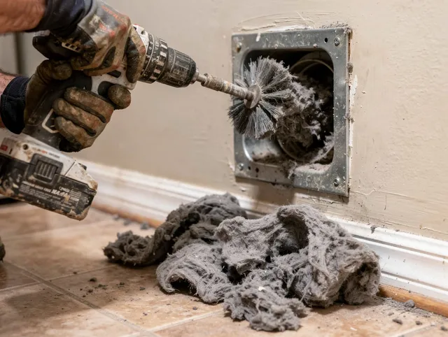 Certified Fountain Dryer Vent Cleaning technician performing dryer vent cleaning in Fountain